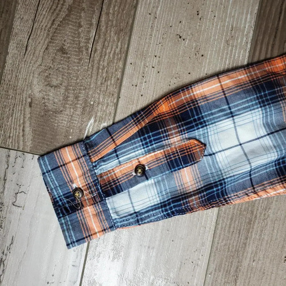 Route 66 Boys Plaid Button Down Shirt Blue Orange White Size Small 6/7 NWOT - Picture 11 of 15